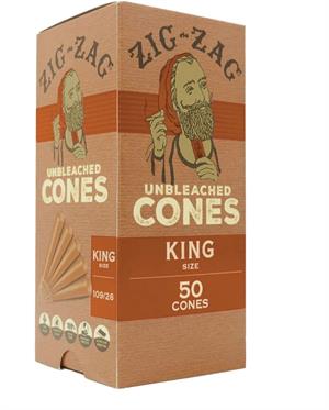 Zig-Zag Unbleached King Size Cones - 50 Cone Bulk Pack