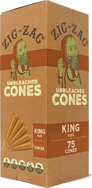 Zig-Zag Unbleached King Size Cones - 75 Cone Bulk Pack