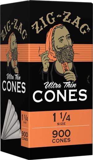 Zig-Zag 1 1/4 Size Ultra-Thin Bulk Cones - 900 Cone Box