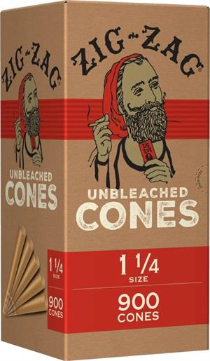 Zig-Zag Unbleached Cones 1 1/4 Size - 900 Cone Bulk Pack