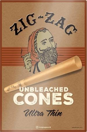 ''Zig-Zag TIN SIGN - Unbleached Cones 12'''' x 18''''''