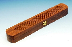 INCENSE Box - Carved Wood With Net Filigree