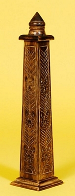 Tower INCENSE Box - Carved Wood