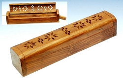 Wood Incense Box W/ Carved DESIGN