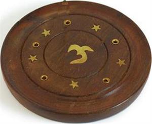 ''Om Inlay INCENSE BURNER - Round - 4''''''