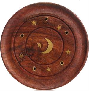''Star & Moon Inlay INCENSE BURNER - Round - 4''''''