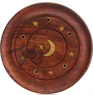 ''Star & Moon Inlay INCENSE Burner - Round - 4''''''