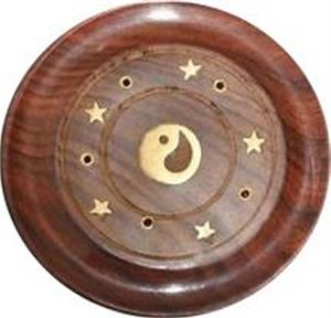 ''Yin Yang Inlay INCENSE BURNER - Round - 4''''''