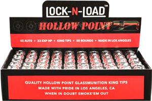 Lock-N-Load .45HP Hollow Point GLASS Tips King Size 12mm - 50ct
