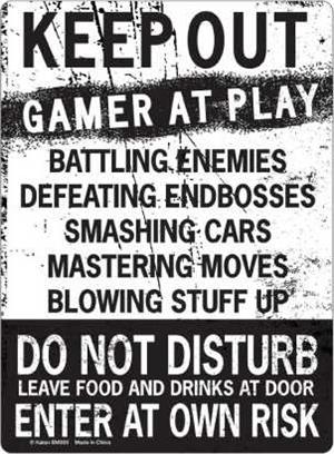 ''Keep Out Gamer at Play TIN SIGN - 8 1/2 X 11.75''''''