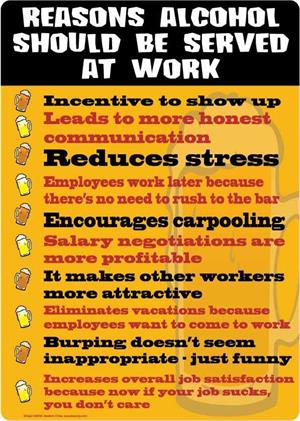 Reasons Alcohol Should be Served at Work Tin Sign - 8 1/2" X 11.75"