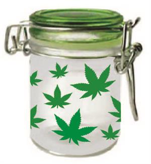 Metallic Silver/Green Leaves Skull Storage JAR - 3 Pack
