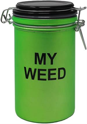''My Weed Frosted Neon Green XL Stash JAR - 6'''' Tall 16oz (3 pack)''