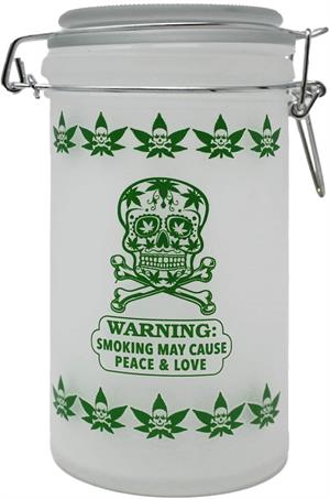 ''Sugar Skull Frosted White XL Stash JAR - 6'''' Tall 16oz (3 pack)''