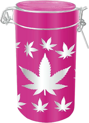 ''Neon Pink with Silver Leaves 6'''' Tall Stash JAR - 16oz (3 pack)''