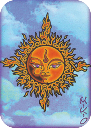 ''Mikio Kennedy - Sun Face Large STICKER Clearance - 2 1/2'''' X 3 3/4''''''