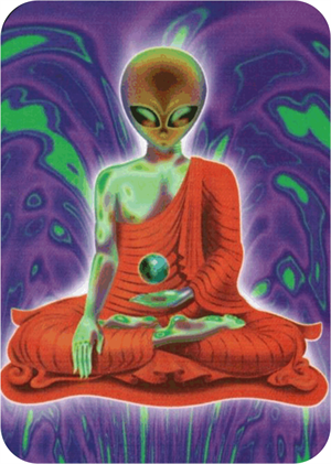 ''Alien Buddha- Large STICKER Clearance - 2 1/2'''' X 3 3/4''''''