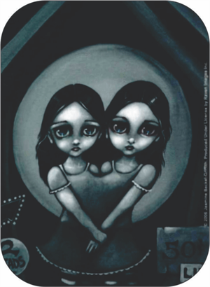 ''Big Eyed Twins - Mini STICKER Clearance - 2'''' X 2 3/4''''''