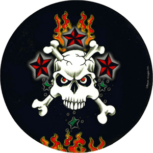 ''Skull & Red Stars - Round STICKER Clearance - 2 1/2'''' Round''