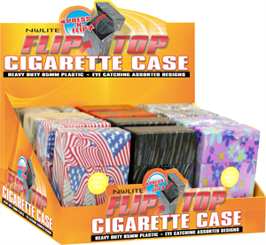 Plastic Flip Top Designs CIGARETTE Case Display - Nulite Brand - 12 Ct.