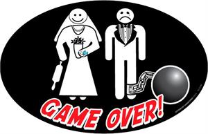 ''Game Over - Large - 6'''' x 4.5'''' - Oval STICKER''