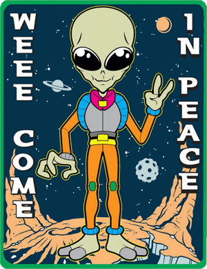 ''Weee Come In PEACE - Large - 4.5'''' x 6'''' - Rectangle Sticker''