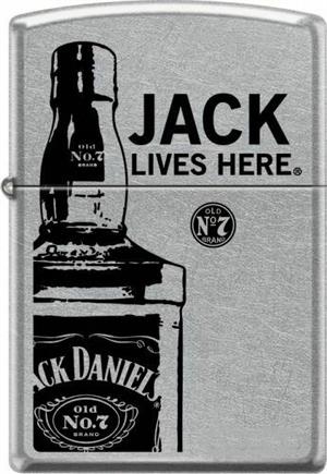 Jack Daniels - Jack Lives Here Satin Chrome Zippo - Black Ball Corp. Exclusive