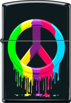 Dripping Peace BLACK Matte Zippo