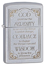 Serenity Prayer SATIN Chrome Zippo Lighter