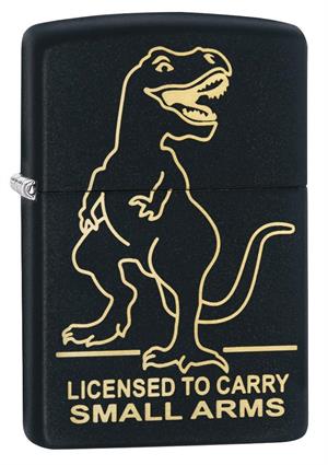 License to Carry Small Arms Dinosaur Black Matte Zippo LIGHTER