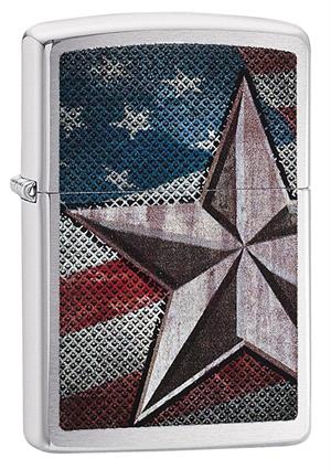 Retro Star Brushed Chrome Zippo LIGHTER