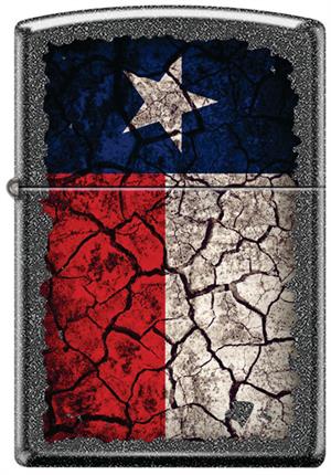 Texas FLAG Cracked Iron Stone Zippo Lighter