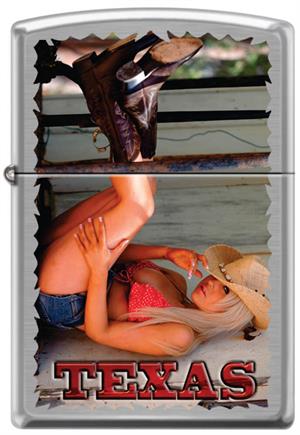 Texas COWGIRL Street Chrome Zippo Lighter