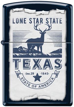 Lone Star State Deer Navy Matte Zippo LIGHTER