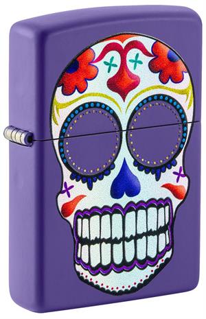 Sugar Skull Design Purple Matte Zippo LIGHTER