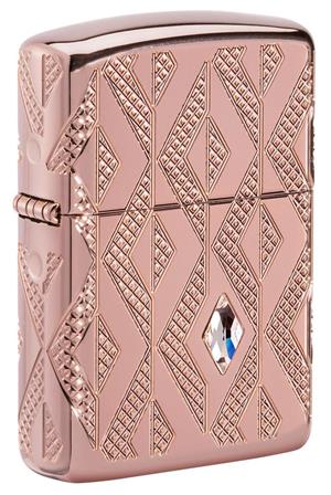 Amor Geometric Diamond Pattern Design Rose GOLD Zippo Lighter