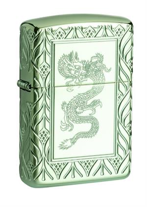 Armor High Polish Green Elegant Dragon Zippo LIGHTER