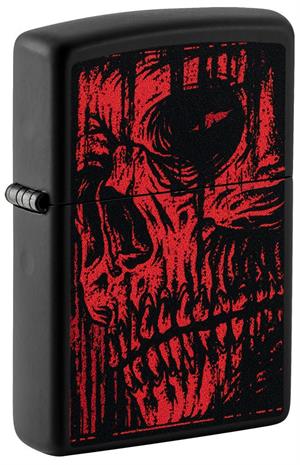 Red SKULL Black Matte Zippo Lighter