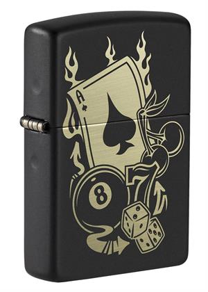 Gambling Design Black MATTE Zippo Lighter