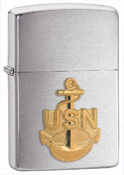 Navy Anchor - Emblem - Brushed Chrome Zippo LIGHTER