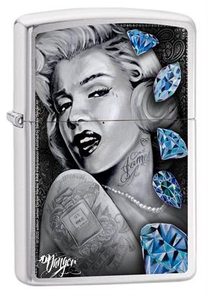 James Danger Harvey - Blue Diamonds Brushed Chrome Zippo LIGHTER