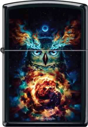 Aurowla Owl by JoJoe Black Matte Zippo LIGHTER