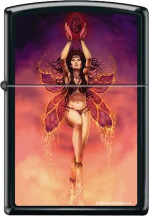 Fire Fairy by Ed Beard Black Matte Zippo LIGHTER