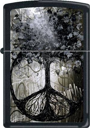 Tree of PeaCe BlaCk Matte Zippo Lighter - BlaCk Ball Corp. ExCluSive