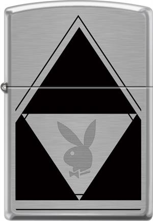 Playboy - Logo Brushed Chrome Zippo - Black Ball Corp. Exclusive