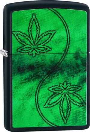 Marijuana Swirl Leaf Zippo LIGHTER - Black Matte