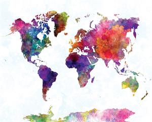''World Map II Watercolor - 16'''' X 20''''''
