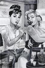Audrey Hepburn, Marilyn Monroe Tattoo by: James Danger Harvey Poster - 24