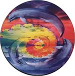 FRACTAL DOLPHINS - ROUND STICKER - 2 1/2