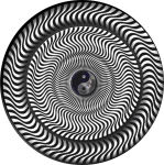 YIN YANG OP ART ROUND STICKER - 2 1/2